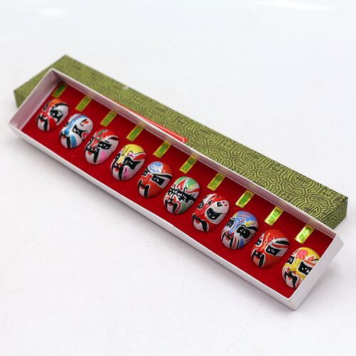 京剧脸谱小泥人摆件民间手工艺品十个脸谱套装泥塑绘画送老外礼品