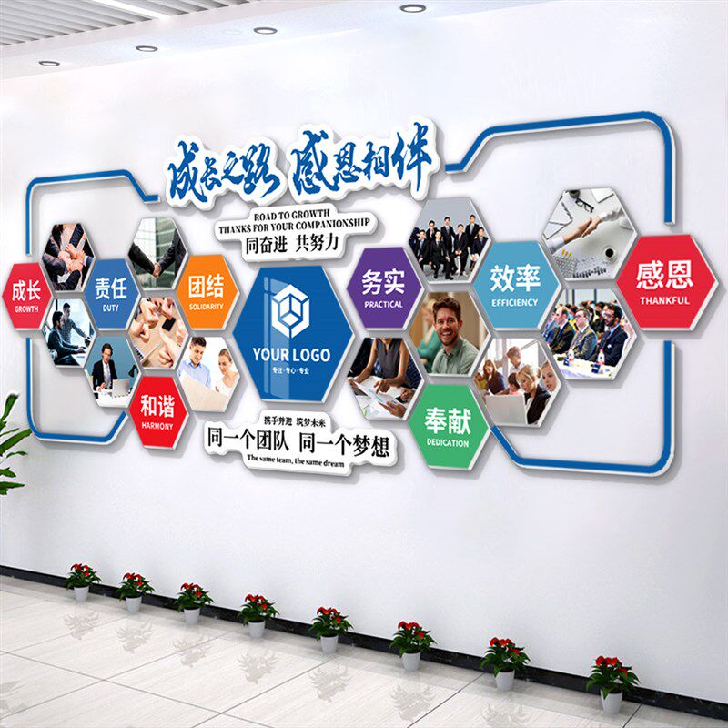 办公室装饰挂壁画布置企业文化墙公司员工激励志标语贴纸会议背景,家居饰品,软装墙贴,淘宝优惠券,粉丝福利购,淘宝优惠卷