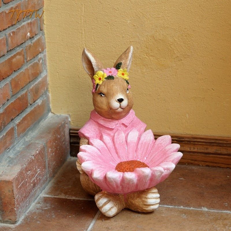 花园卡通粉粉兔花朵花盆家居客厅阳台动物摆件庭院花店幼儿园装饰,家居饰品,落地摆件,淘宝优惠券,粉丝福利购,淘宝优惠卷