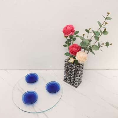 现代轻奢简约水晶花器装饰盘摆件样板房卧室书房客厅家居工艺品