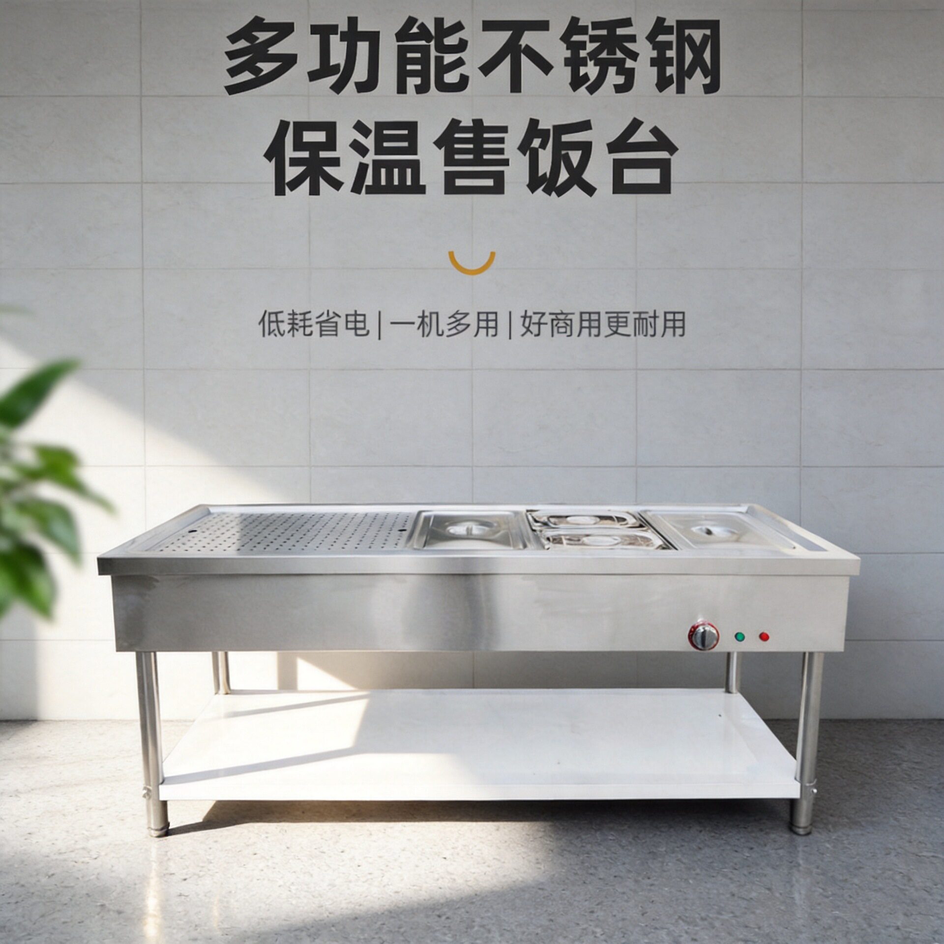 不锈钢保温售饭台饭店厨房用食堂移动快餐车玻璃罩保温车保温台