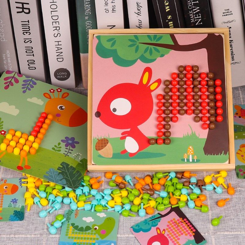 儿童大颗粒蘑菇钉拼插板3益智拼图4-5岁男女孩幼儿园益智早教玩具,玩具/童车/益智/积木/模型,插珠/蘑菇插钉,淘宝优惠券,粉丝福利购,淘宝优惠卷