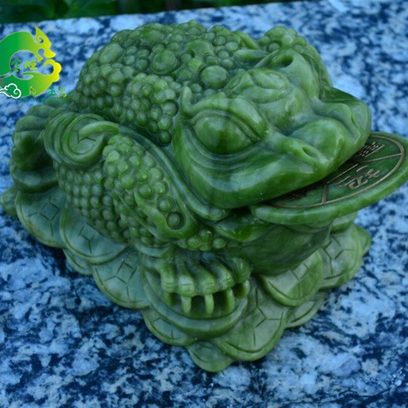 天然南玉招财金蟾摆件店铺开业商务礼品客厅家居三脚蟾蜍玉石摆件