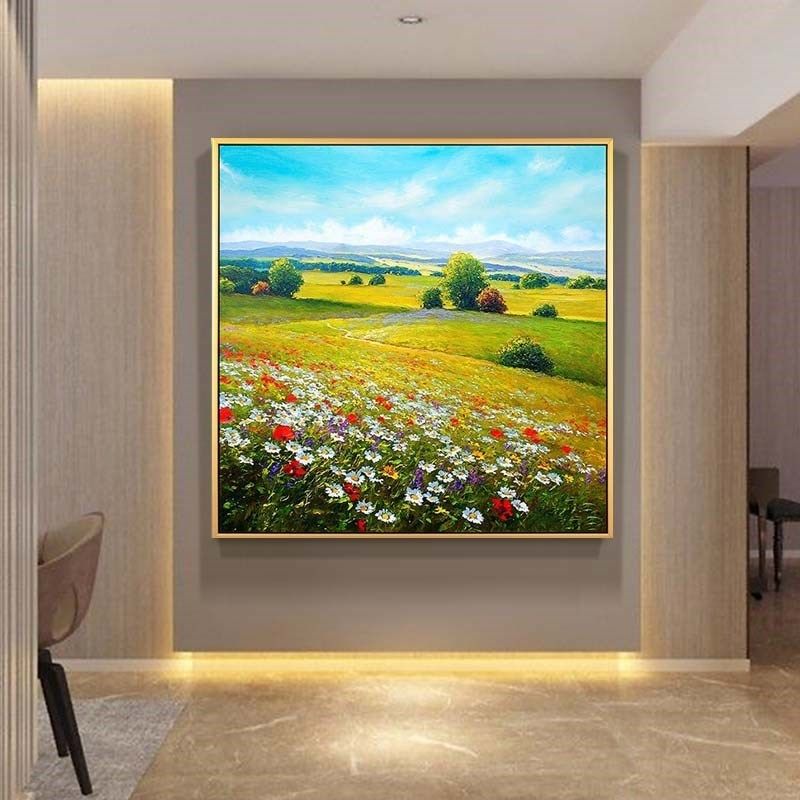 手绘油画风景壁画花草挂画玄关壁画现代客厅餐厅装饰画手工画