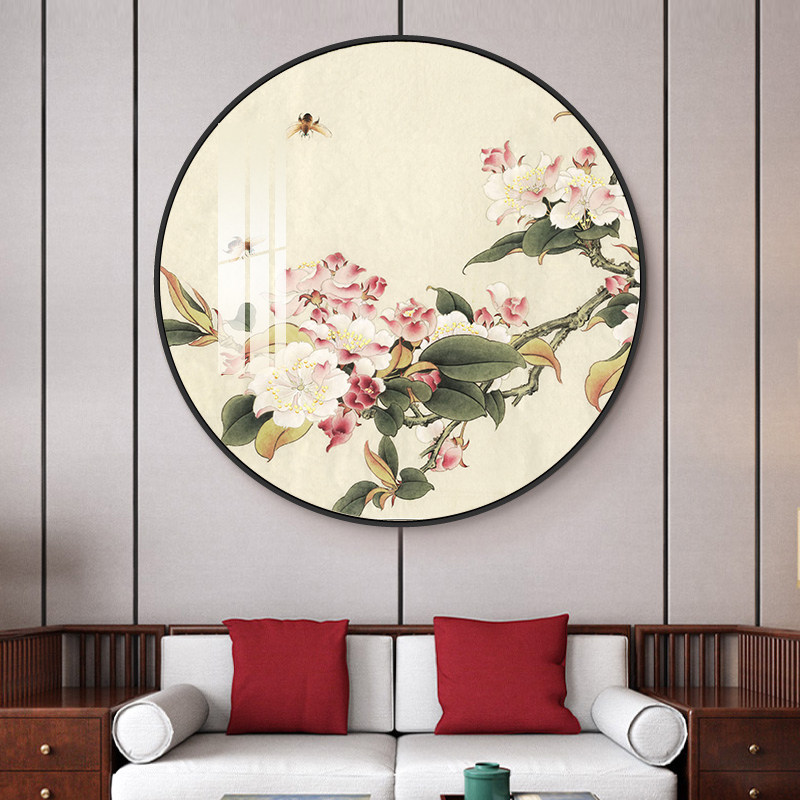 客厅装饰画圆形中堂餐厅入户玄关挂画卧室床头壁画中式沙发背景墙