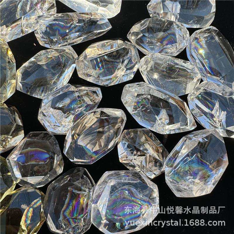 阿赛斯特莱梵天透体天然白水晶随形彩虹晶石原石打磨家居客厅摆件