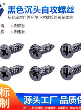 KA3.5x8→沉头自攻螺丝 黑色不锈钢YB846 户外用高盐雾达克罗螺丝