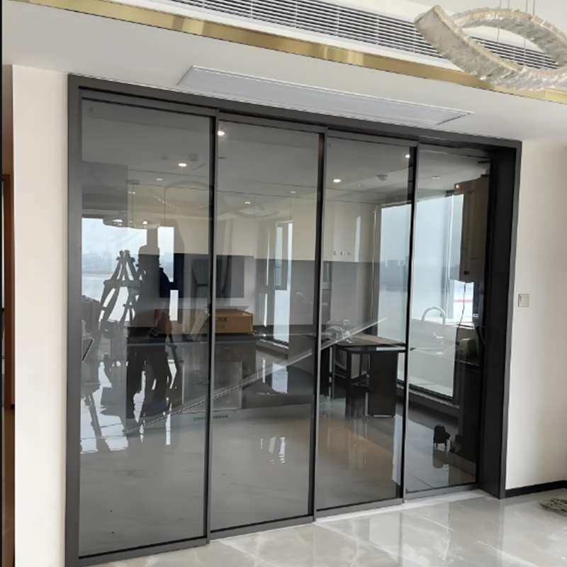 厂家钛镁铝合金推拉门厨房客厅吊趟门极窄四联动卫生间隔断阳台门