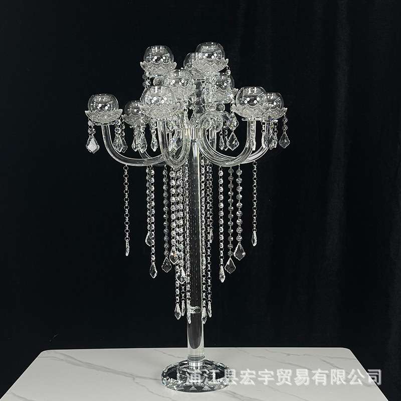 零售欧式水晶烛台12头婚庆水晶烛台婚礼现场装饰道具防风烛台