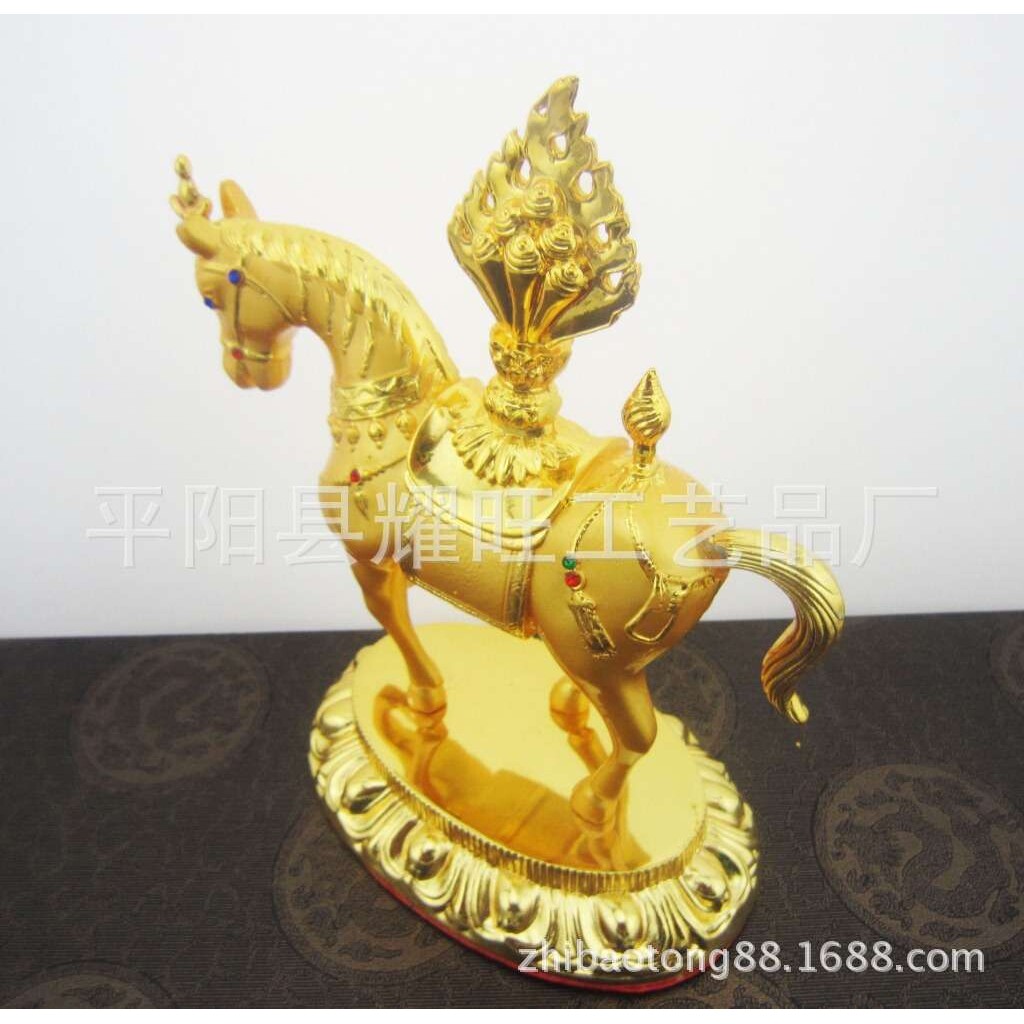 显 轮王七珍宝 铜鎏金纳福马宝 驮摩尼宝珠摆件手工祥瑞禅意