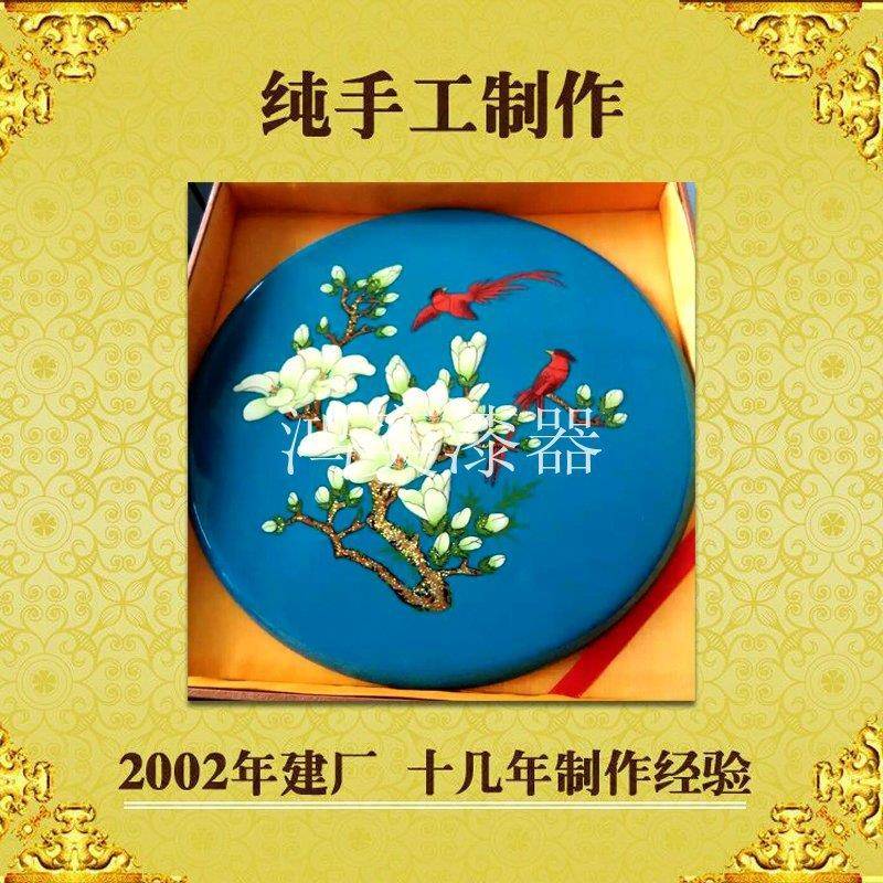 创意木质漆器工艺品摆件纯手工漆画描金彩绘现代中式客厅家居饰品