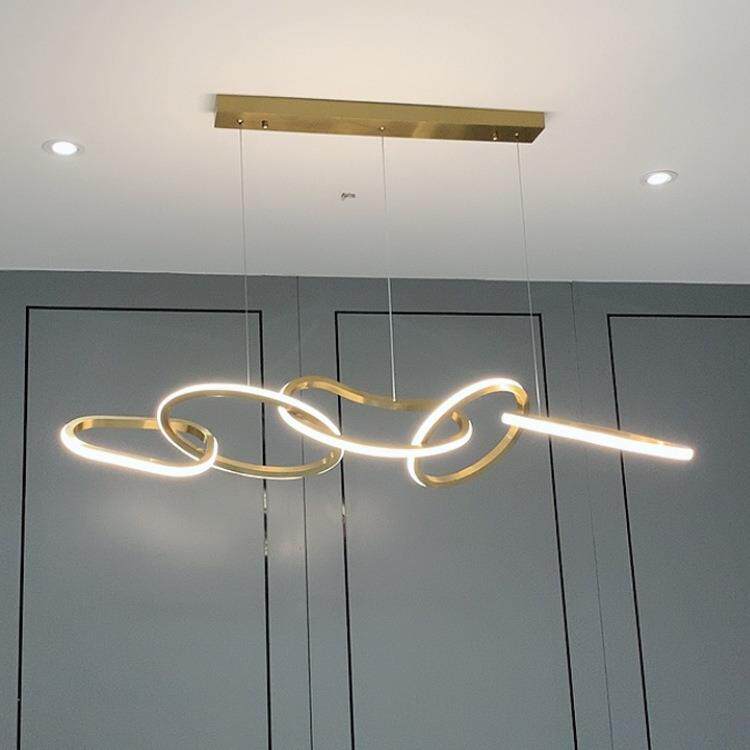 极简餐厅吊灯设计师别墅后现代轻奢创意简约餐桌吧台客厅圆环灯具