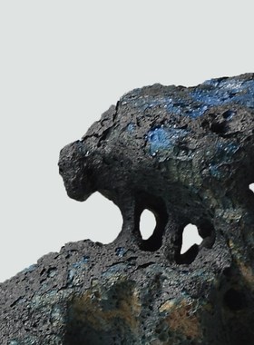 大鱼美器陶瓷太湖石熔岩绿家居摆件台面装饰手工山子书房新家软装