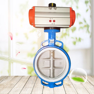 300 气动蝶阀气动四氟蝶阀不锈钢板四氟密封对夹ATD671F