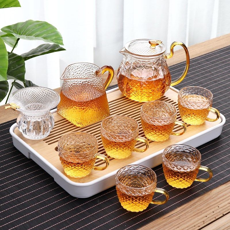 玻璃茶具套装整套家用茶盘功夫泡茶器办公花茶壶公道杯茶杯小套组