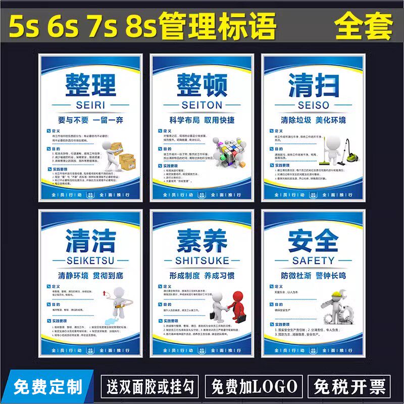 6S管理标语5S/7S/8S/9S/10S企业文化宣传海报车间仓库展板挂图标