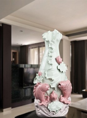 陶瓷大花瓶摆设家居客厅办公室桌面工艺装饰品现代简约插花瓶摆件