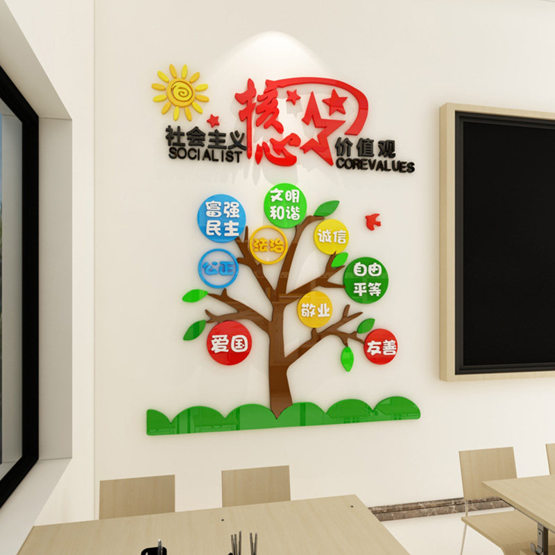 社会主义核心价值观墙贴学校班级教室布置装饰党建文化墙背景贴纸,家居饰品,软装墙贴,淘宝优惠券,粉丝福利购,淘宝优惠卷