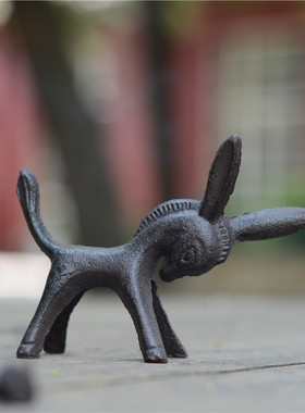 铸铁小驴 小狗 小狐狸 小猫 创意复古铸铁摆件 俏皮动物造型纸镇