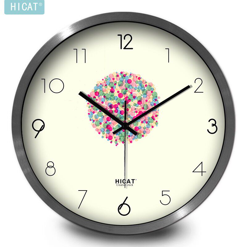 HICAT气球房通艺术挂钟儿童卡创意静音代约现简客厅圆形大号钟表