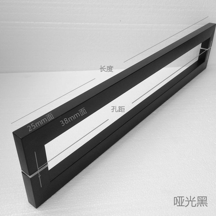 玻璃门拉手黑色方管不锈钢大把手防火木门KTV扶手哑黑1.2米1.5长
