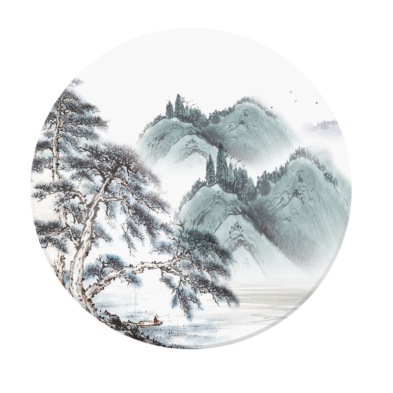 人造大理石定制中式水墨面水双面单山屏风隔断石屏插屏板画定制