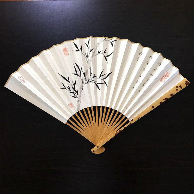 风袖堂折扇怀扇子 草书 定 波 苏轼诗词 莫听穿林打叶声 人工书画