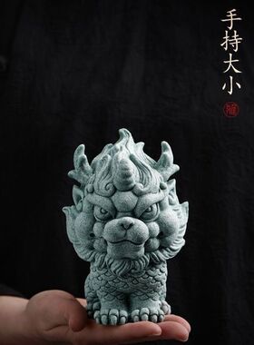 摆砂石招财龙龟麒麟瑞兽家居青缸中式客厅办公室桌面鱼饰造景茶宠