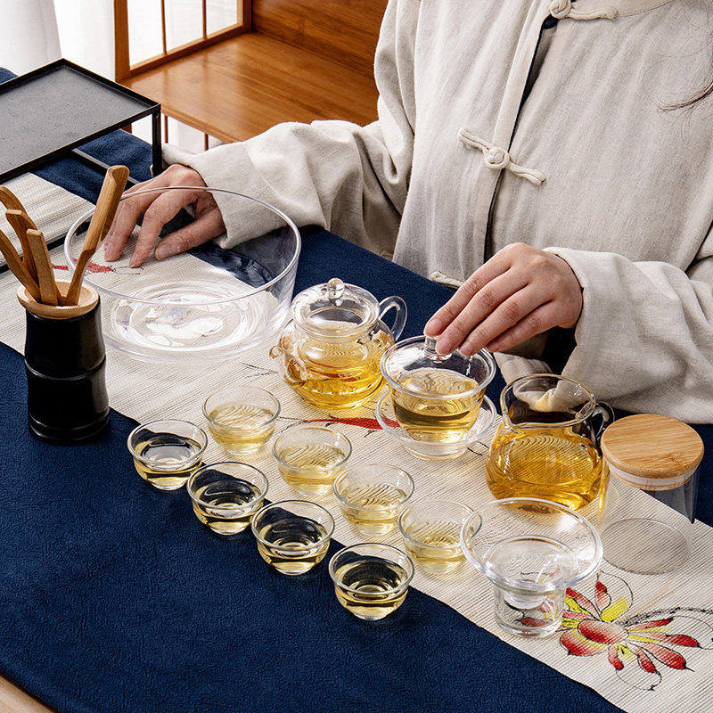 玻璃茶具套装家用耐热现代花茶壶过滤泡茶器办公室会客功夫茶杯子