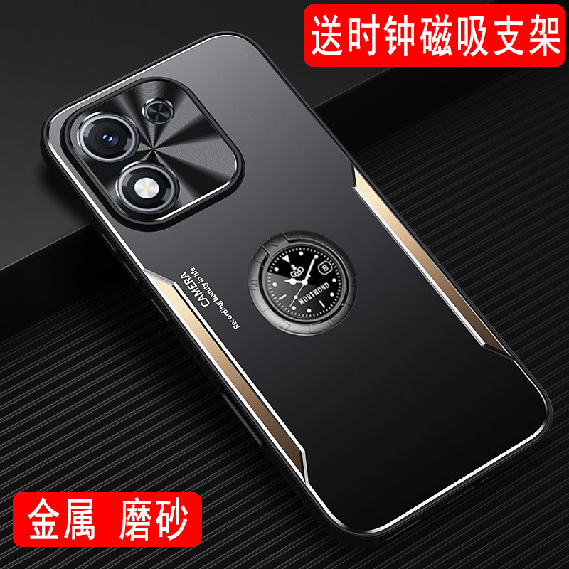 适用于荣耀X70i手机壳金属外壳保护套荣耀x70i磨砂壳ABR-AN00带磁吸指环支架全包软硅胶壳防摔保护壳创意男款