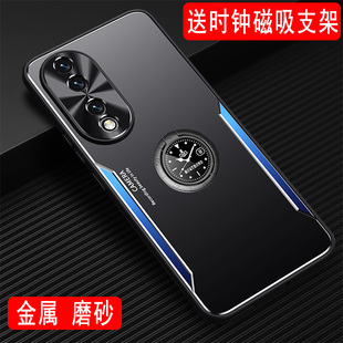 适用于荣耀90手机壳金属外壳保护套荣耀90Pro磨砂壳REA-AN00带磁吸指环支架全包软硅胶壳防摔保护壳创意男款