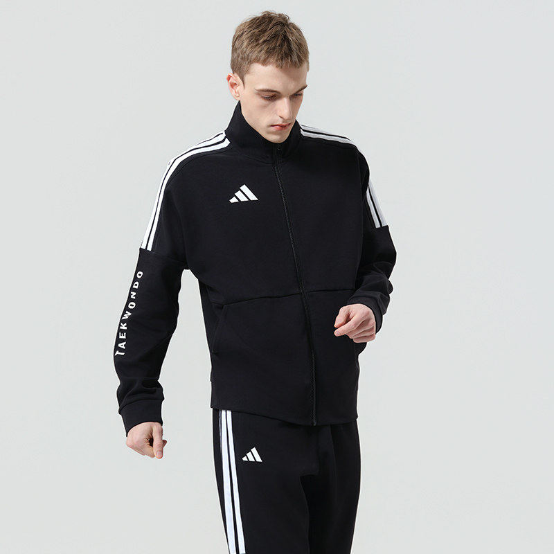Adidas/阿迪达斯男士黑色立领夹克休闲运动风外套休闲风