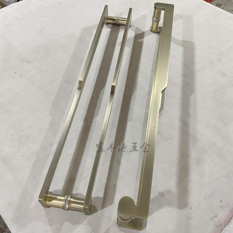 中式色古铜玻璃门把手黑条大门拉手木门别墅门拉把明装长仿形扶手