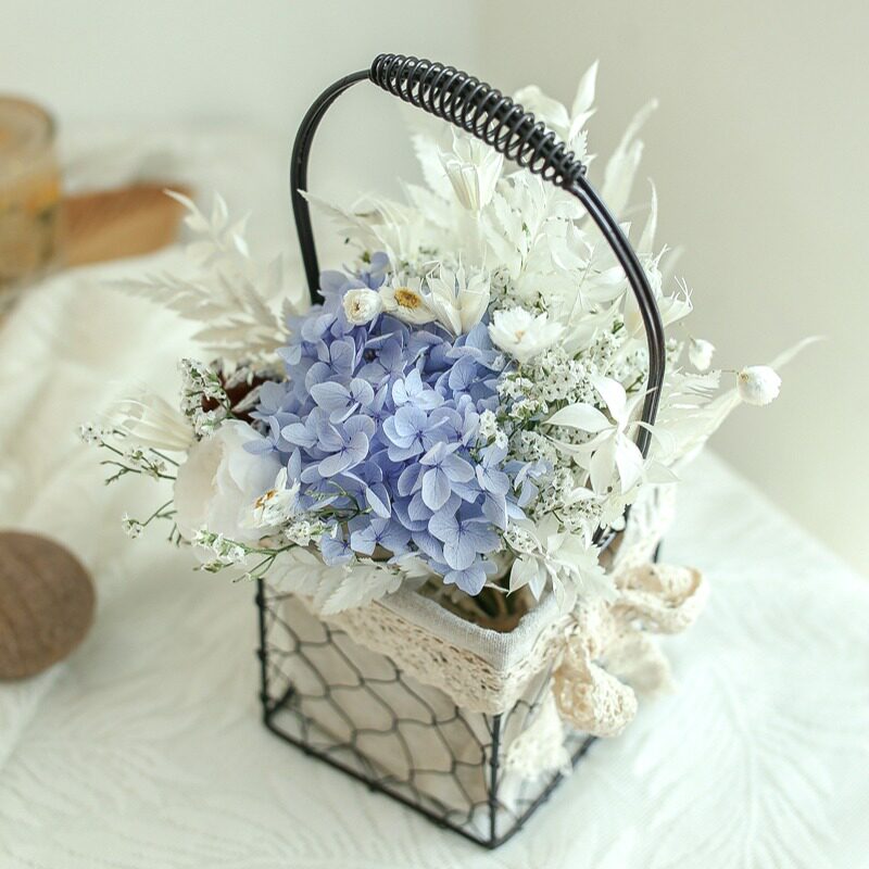 永生花玫瑰艺束桌面花饰饭厅茶几干燥花真装摆件小清新文艺铁花花