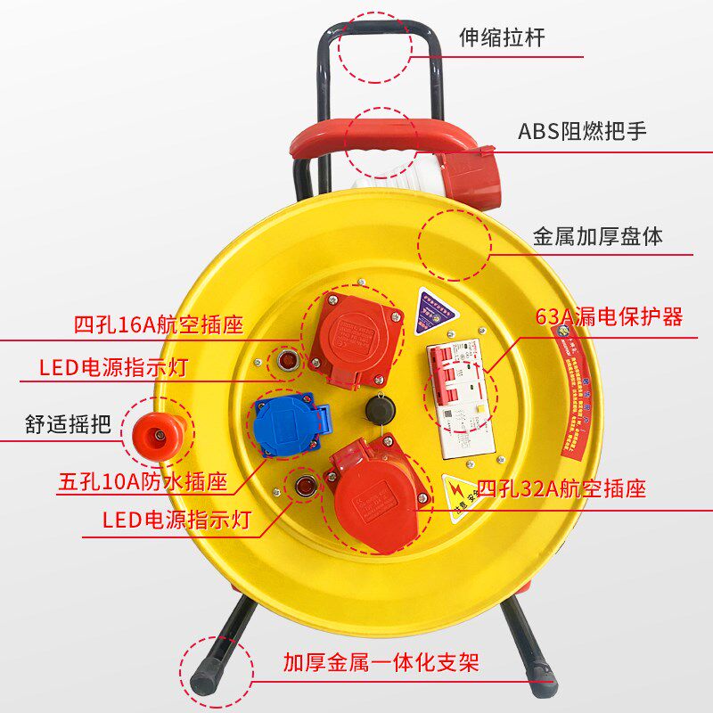 电缆业三项四线380vA20v工盘插座防水防尘63A漏电32216A10A