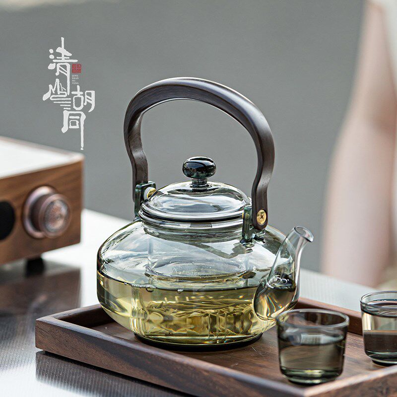 中式家用温茶炉插电加热底座花茶绿茶泡茶壶高硼硅玻璃提梁煮茶壶
