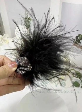 【下单立减50】新款小天鹅羽毛抓夹丸子头丸子头手工毛绒创意PX