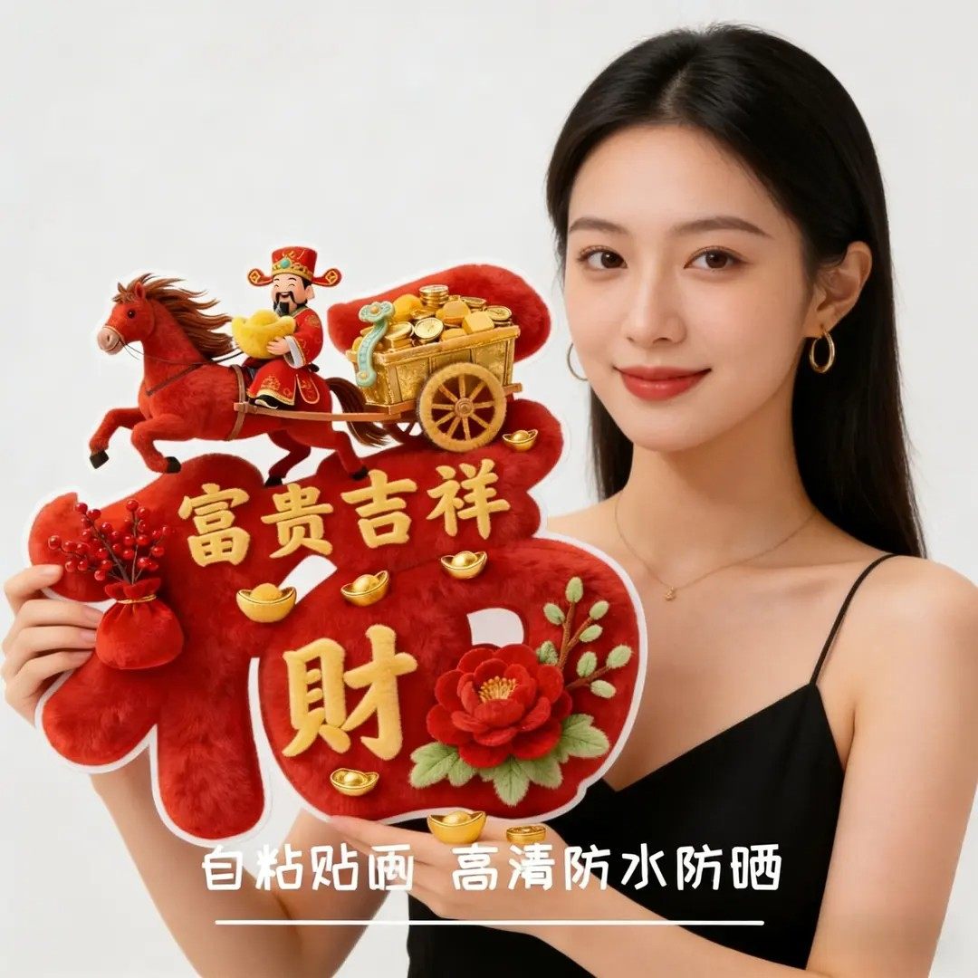 【下单立减50】 2026迎财神福字贴纸爆款客厅卧室墙贴防水自粘JH,节庆用品/礼品,福字/窗花/窗贴,淘宝优惠券,粉丝福利购,淘宝优惠卷