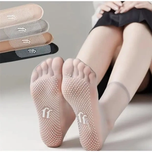 【5双装】夏天夏季女超薄款袜子防滑足部硅胶夏天超薄袜套HX
