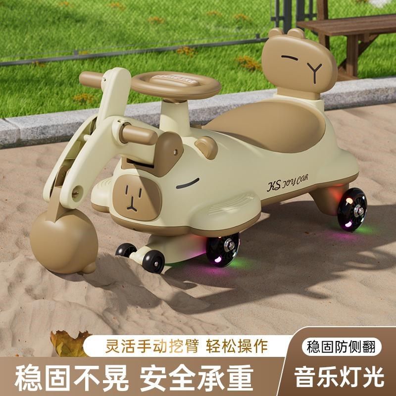 儿童扭扭车男女宝宝1侧4溜可坐摇摆车多功能防-翻溜岁挖机玩具车