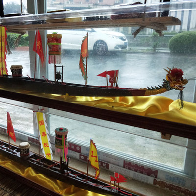 非遗实木广州传统龙船模型 家居饰品工艺船摆件船身龙头木雕礼品