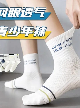 【下单立减50】青少年男款学生防臭运动袜短筒薄款网眼新疆棉YB