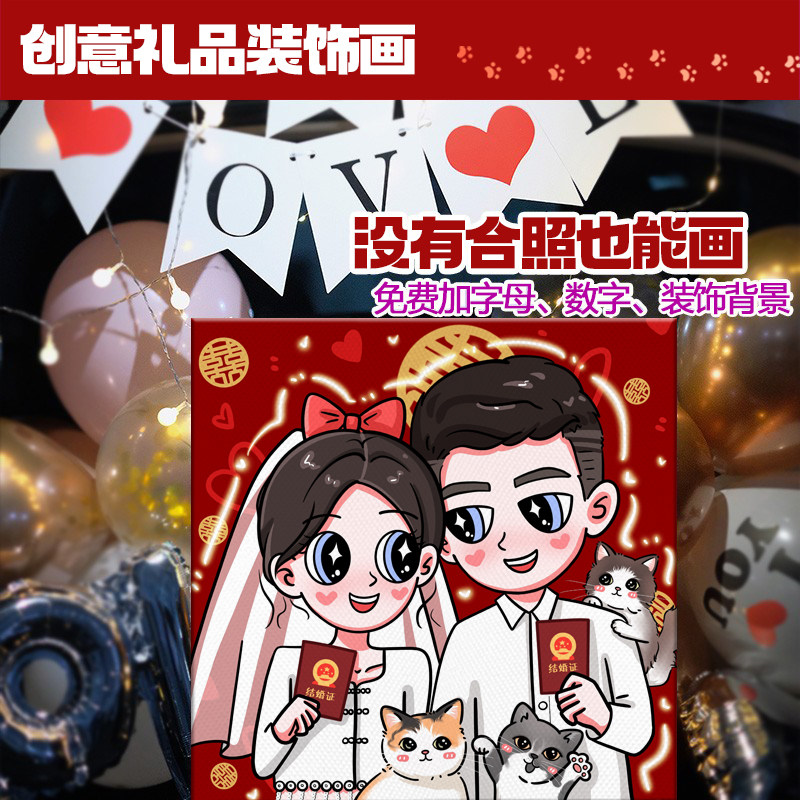 婚礼礼品定制结婚礼制品新人婚纱照片定物创意装饰画礼盒礼送套组