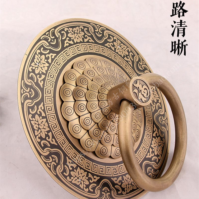 手中式如意加铜大门门环拉新古典纯黄粗加大农村别墅木门门把手
