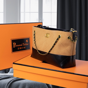 小香风复古大容量托特包女2025新款 撞色链条腋下包百搭手提单肩包