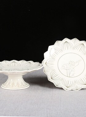 浮雕白供果果盘家用佛前盘供佛观音堂口财神爷上贡品盘子佛具