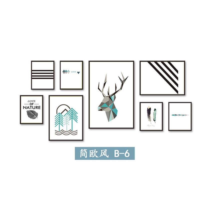 北欧简约装饰画客厅家装 装饰画 照片墙 实木相框挂墙组合