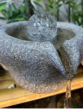 仿真石臼石磨转运水晶球流水造景过滤水缸古法养鱼树脂材质摆件