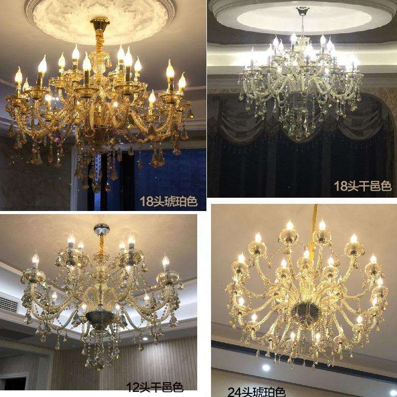 中山灯具欧式水晶吊灯别墅大气金色餐厅客厅灯浪漫酒店婚庆装饰灯