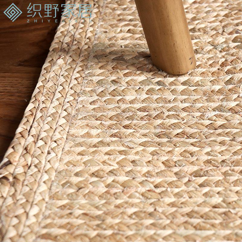 水草约毯客厅茶几手工编织可洗大面积卧室床边毯方形地欧简地北垫